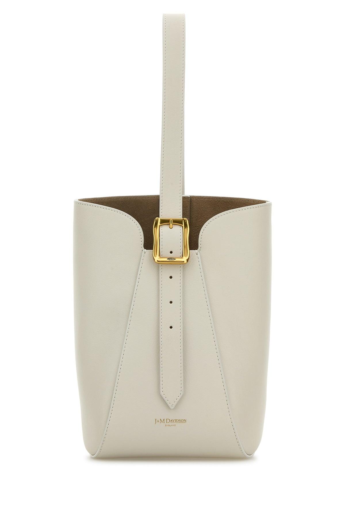 J&m Davidson Ivory Leather Quiver Nano Bucket Bag in White