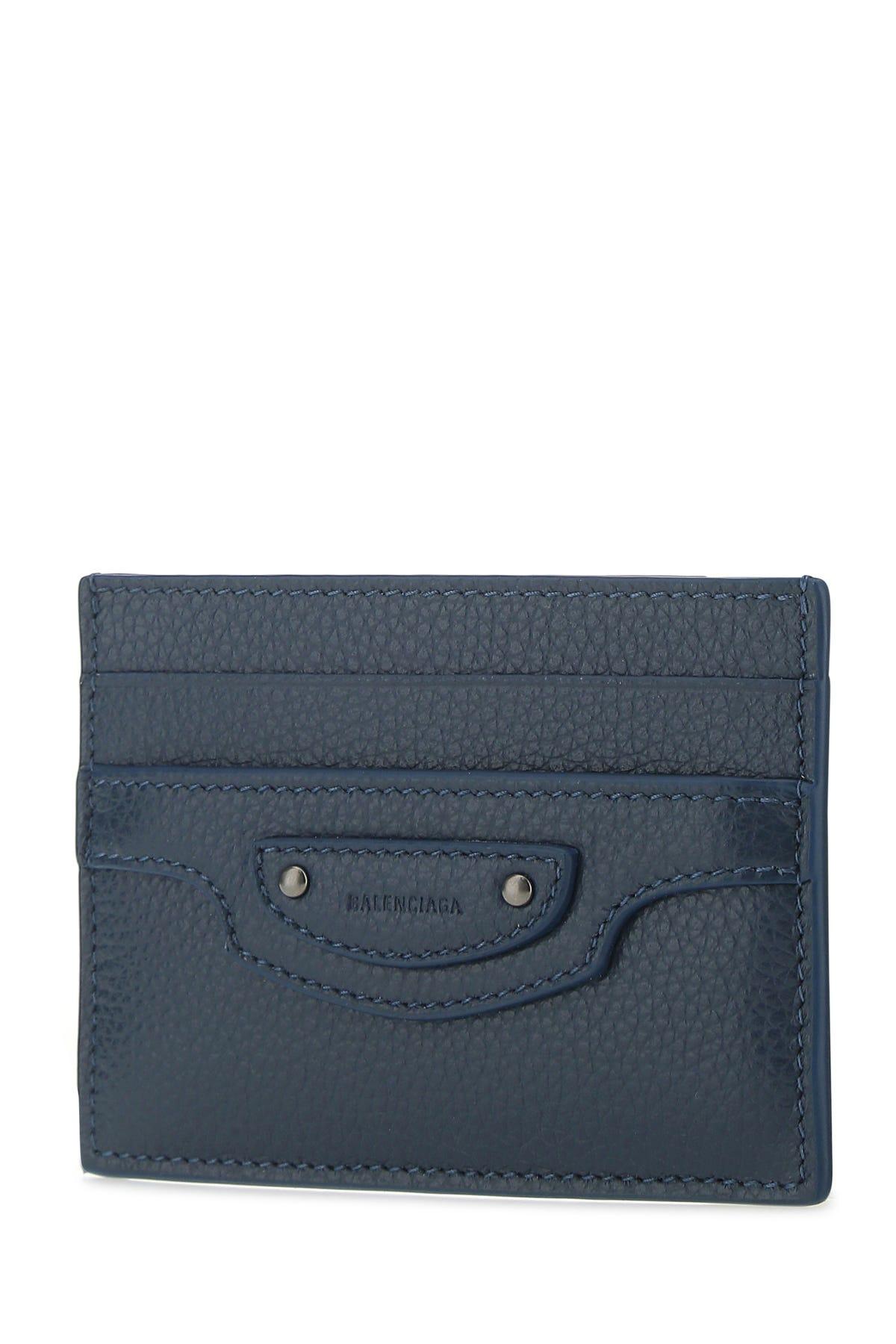 Balenciaga Navy Blue Leather Neo Classic Card Holder