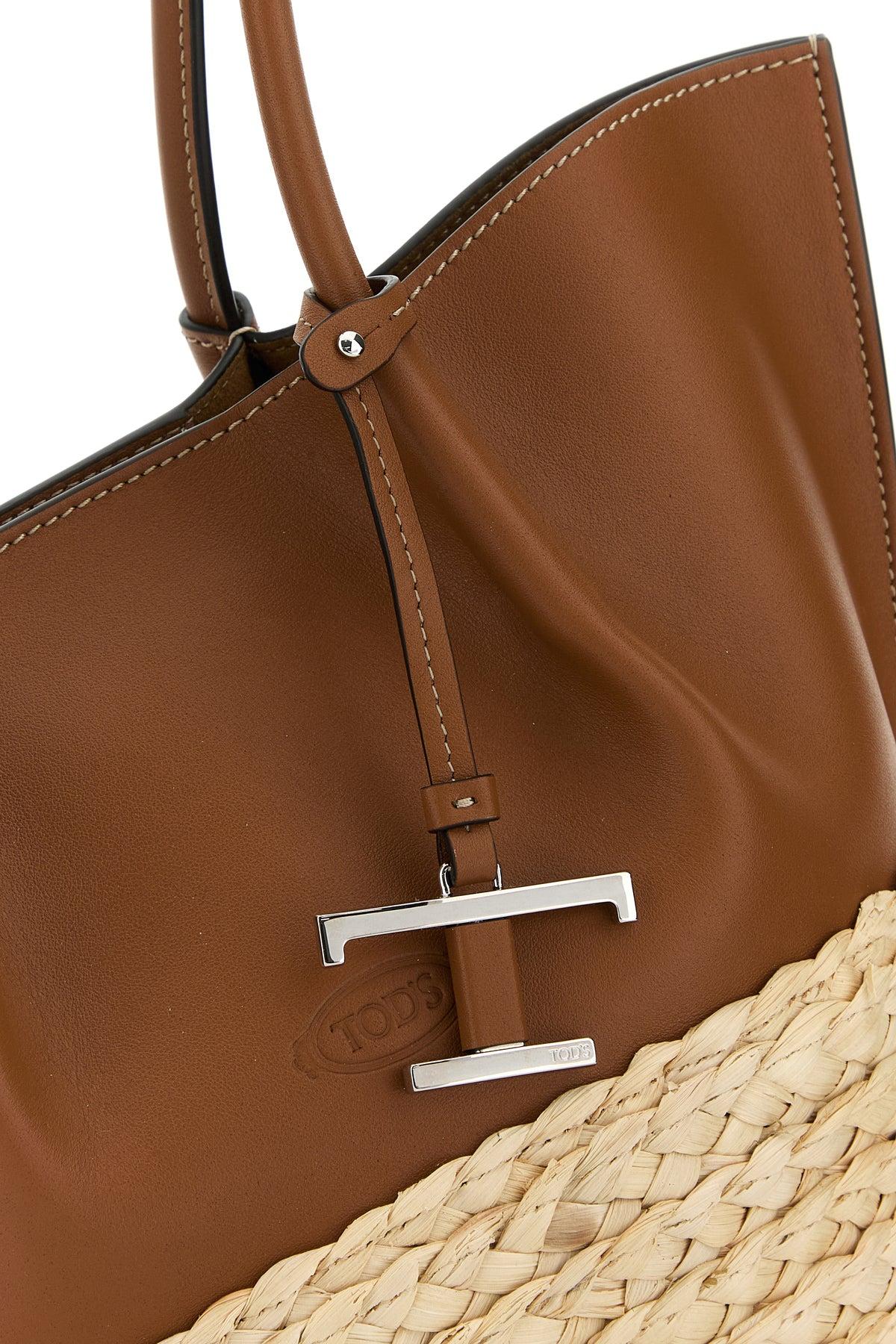 トートバッグ Tod'S Two-Tone Leather And Raffia Small Shopping Bag Women's Tote Bags - Tod's