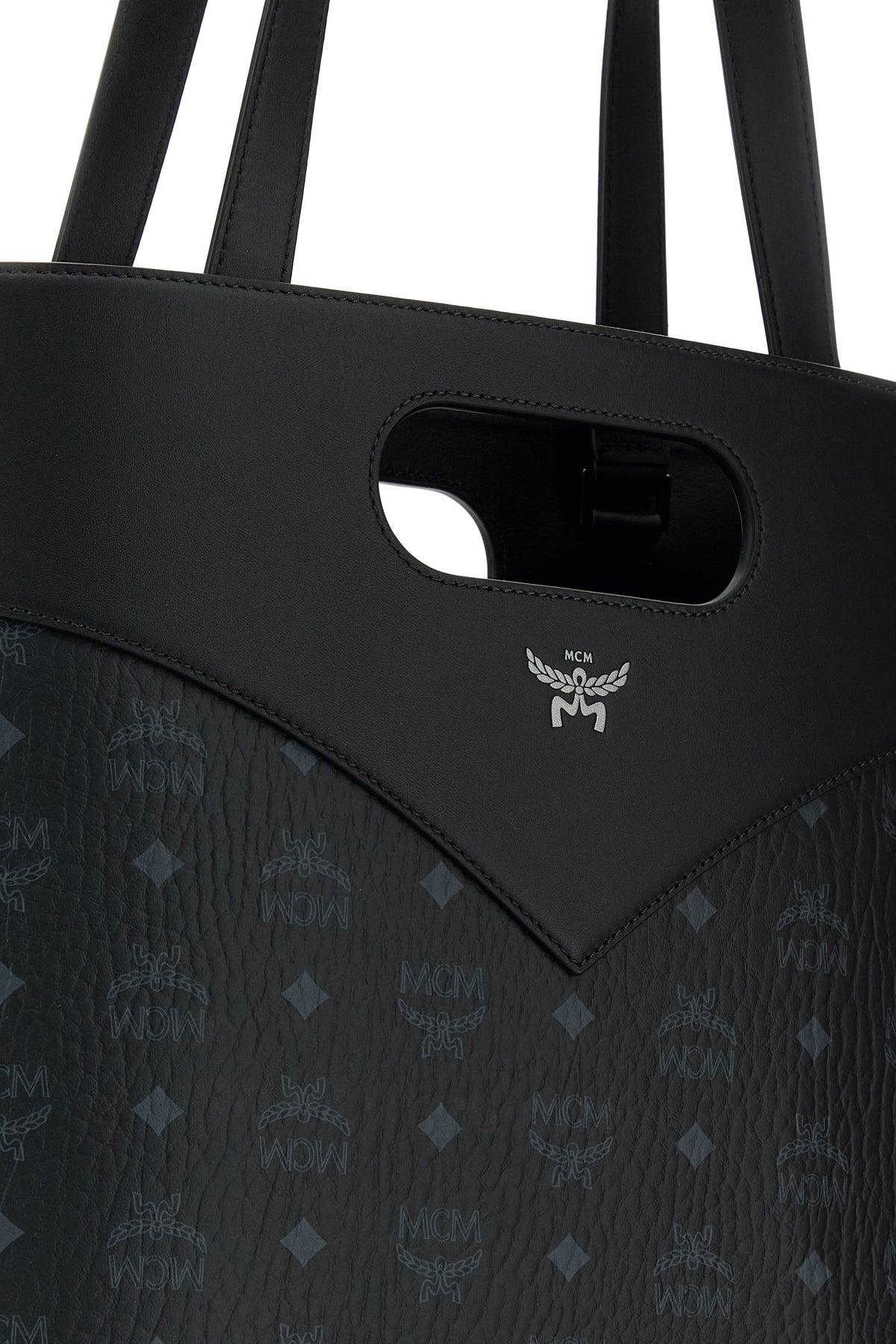 【関税&送料込】Mcm Printed Canvas Small Aren Shopping Bag MCM Printed Canvas Shopping Bag in Black | Lyst