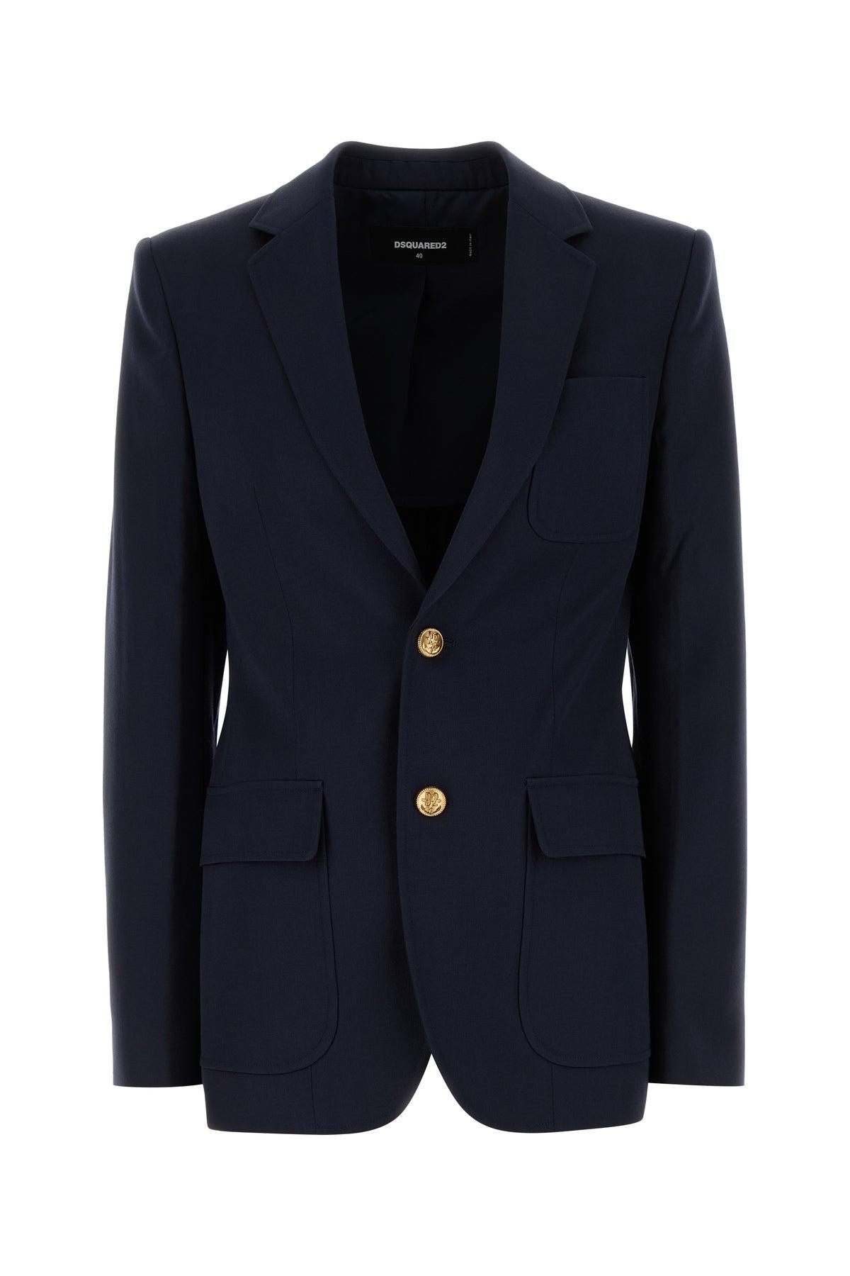 【関税&送料込】Dsquared Navy Blue Wool Blazer DSquared² Jackets for Women | Online Sale up to 61% off | Lyst