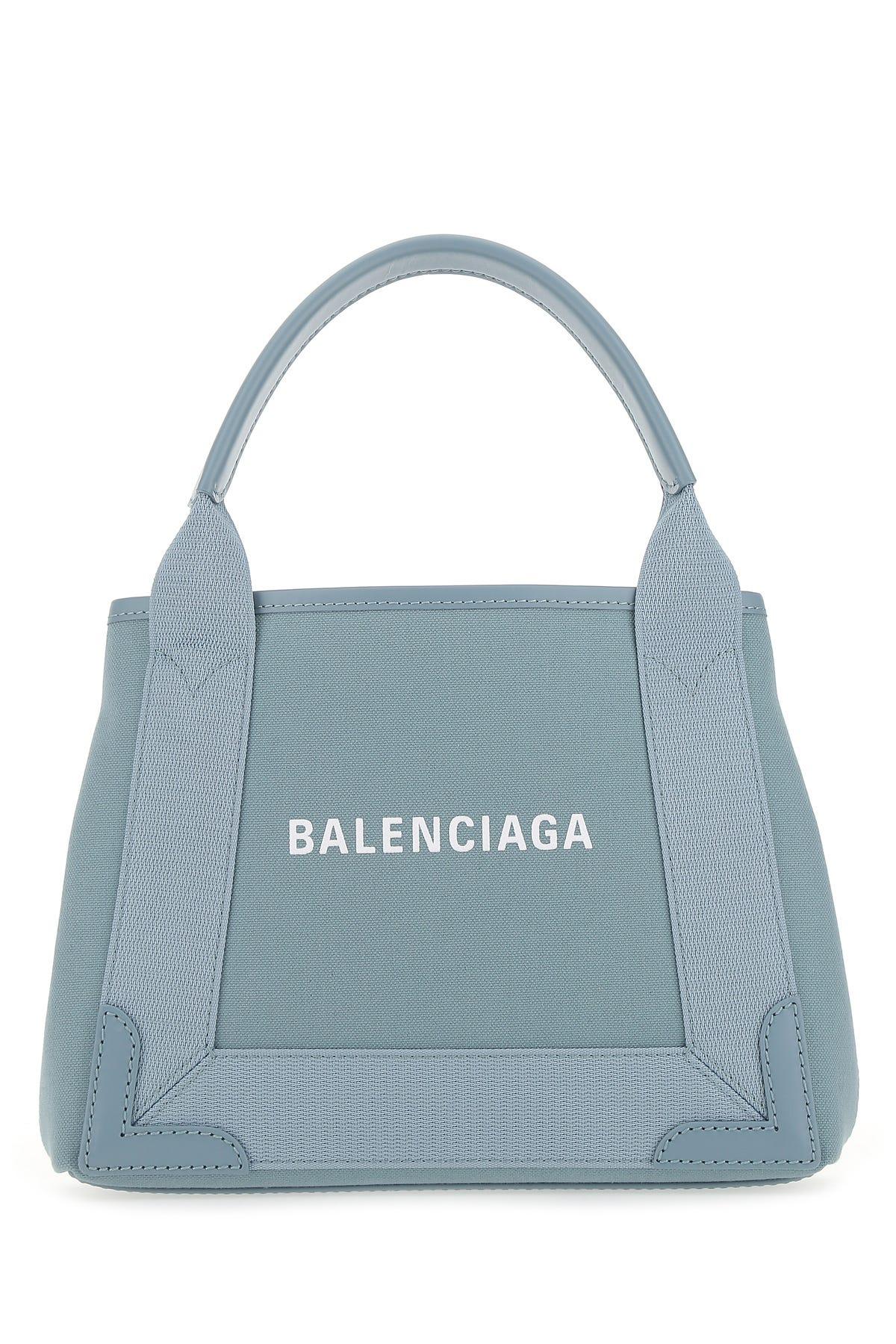 Balenciaga Powder Blue Canvas Cabas Navy Xs Handbag Lightblue Tu | Lyst