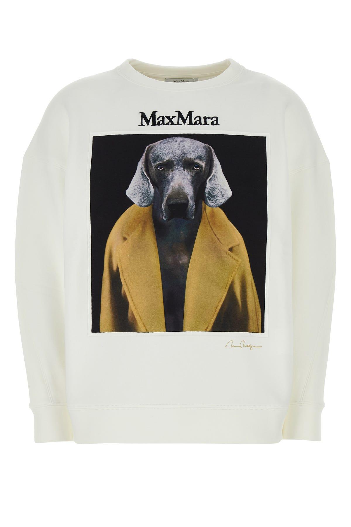 Max Mara Cotton Wegman Dog Sweatshirt in White | Lyst