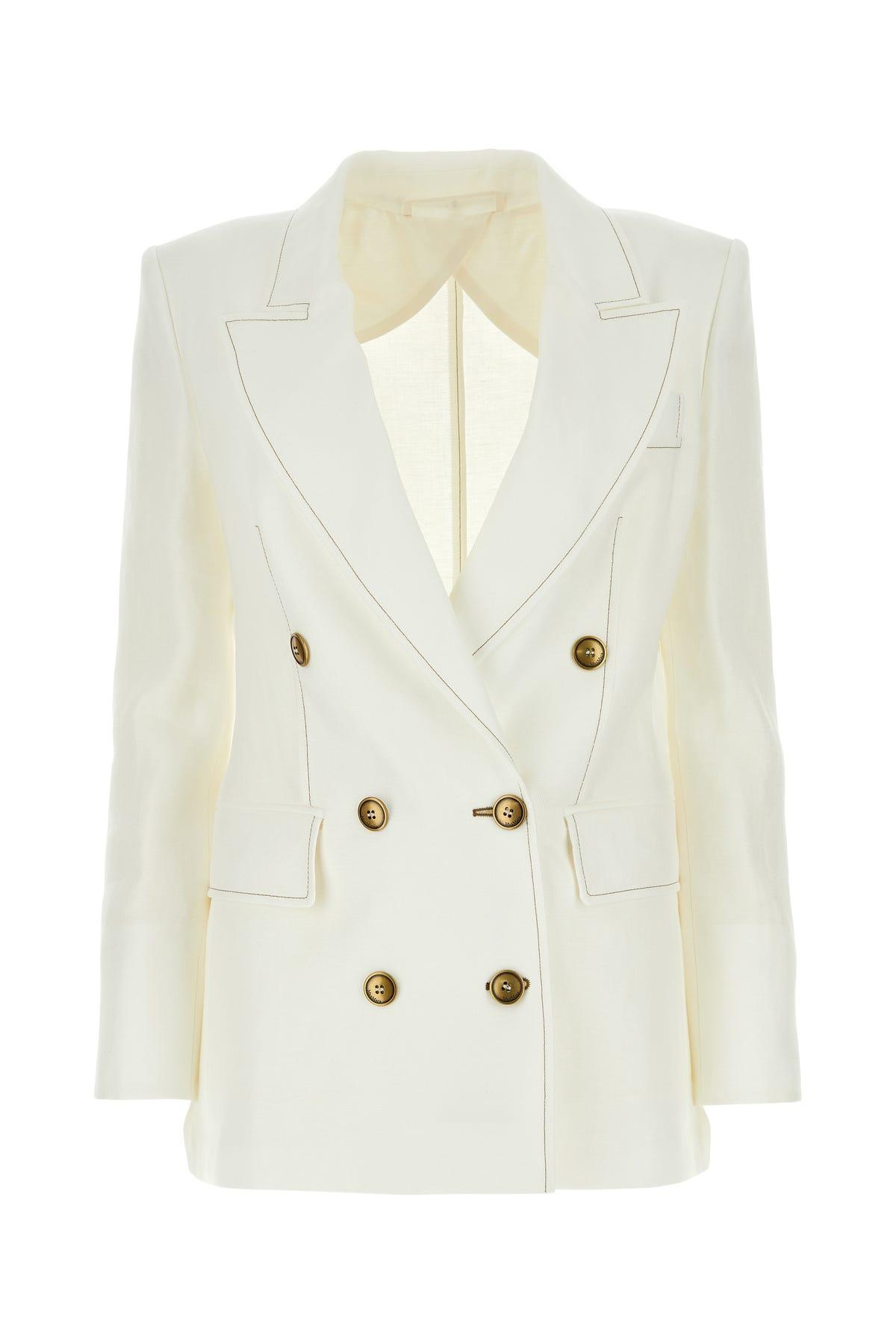 Max Mara White Linen Verace Blazer | Lyst