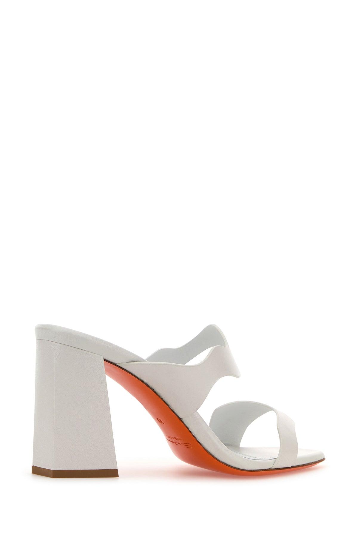 【関税&送料込】Santoni White Leather Adriatica Mules Santoni Leather Adriatica Mules in White | Lyst