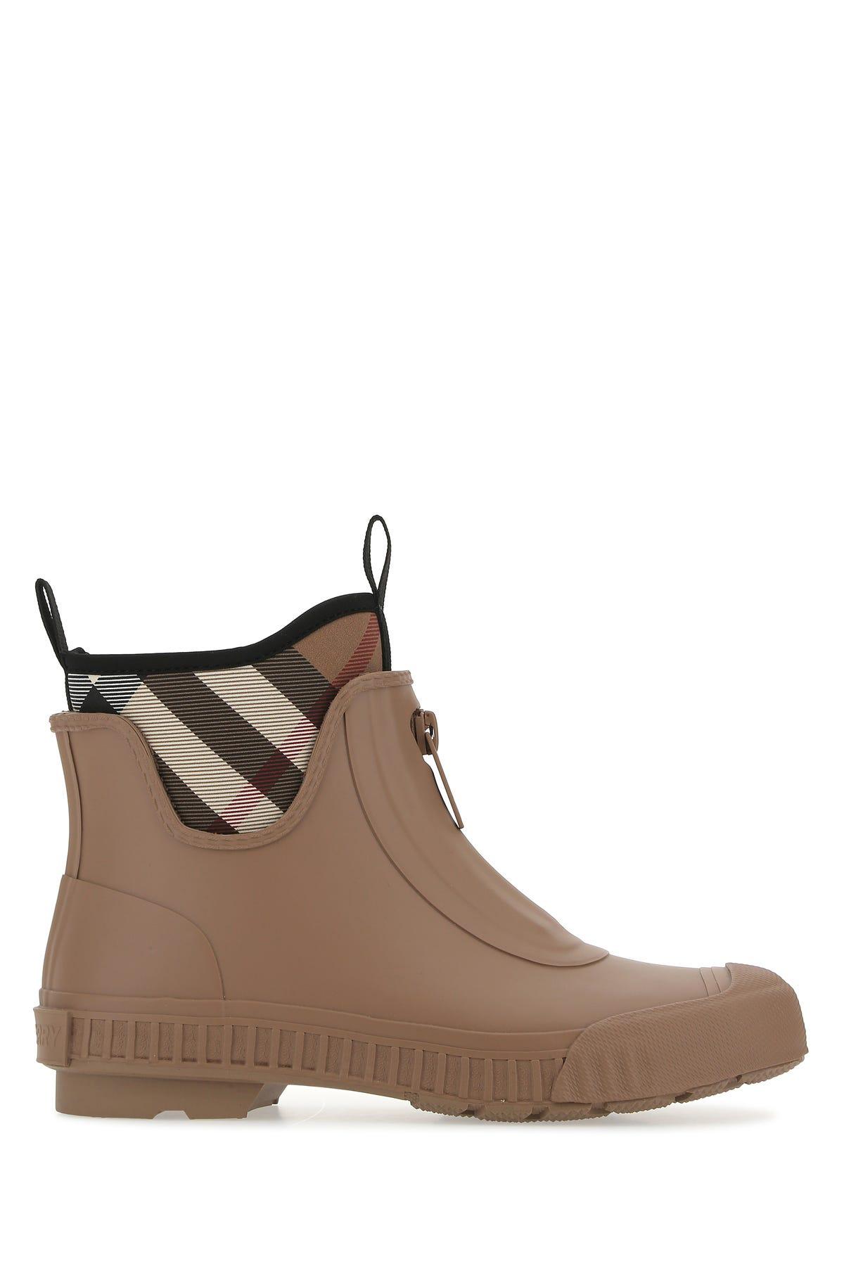 Burberry Black Rubber Ankle Boots in Brown | Lyst