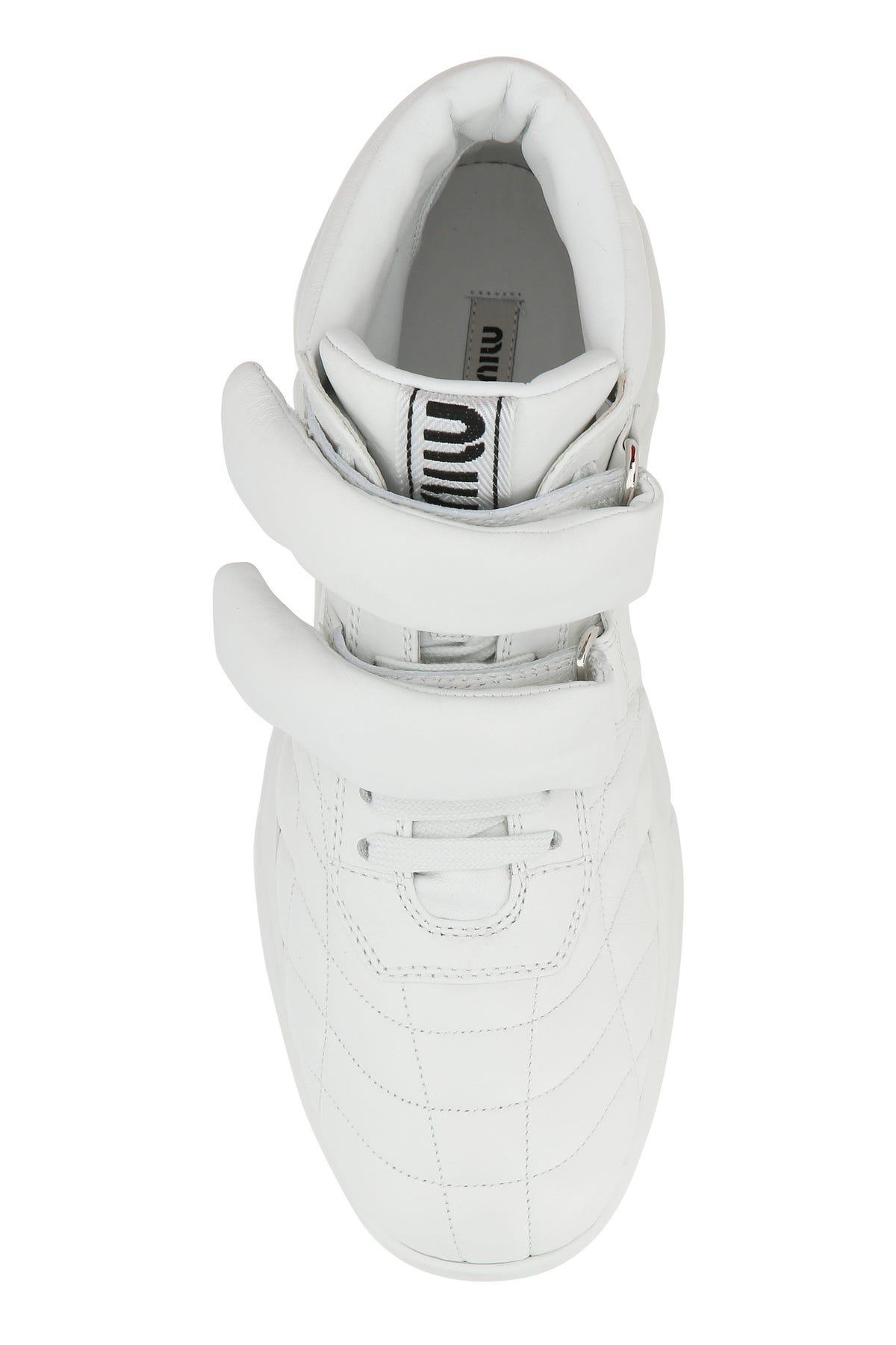 Miu Miu White Nappa Leather Sneakers - Save 39% - Lyst