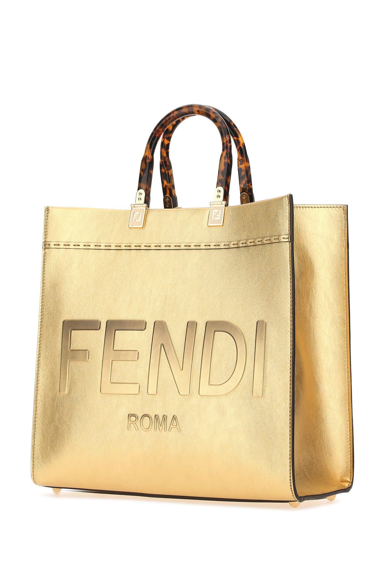 Fendi Medium Sunshine Leather Tote Bag in Natural