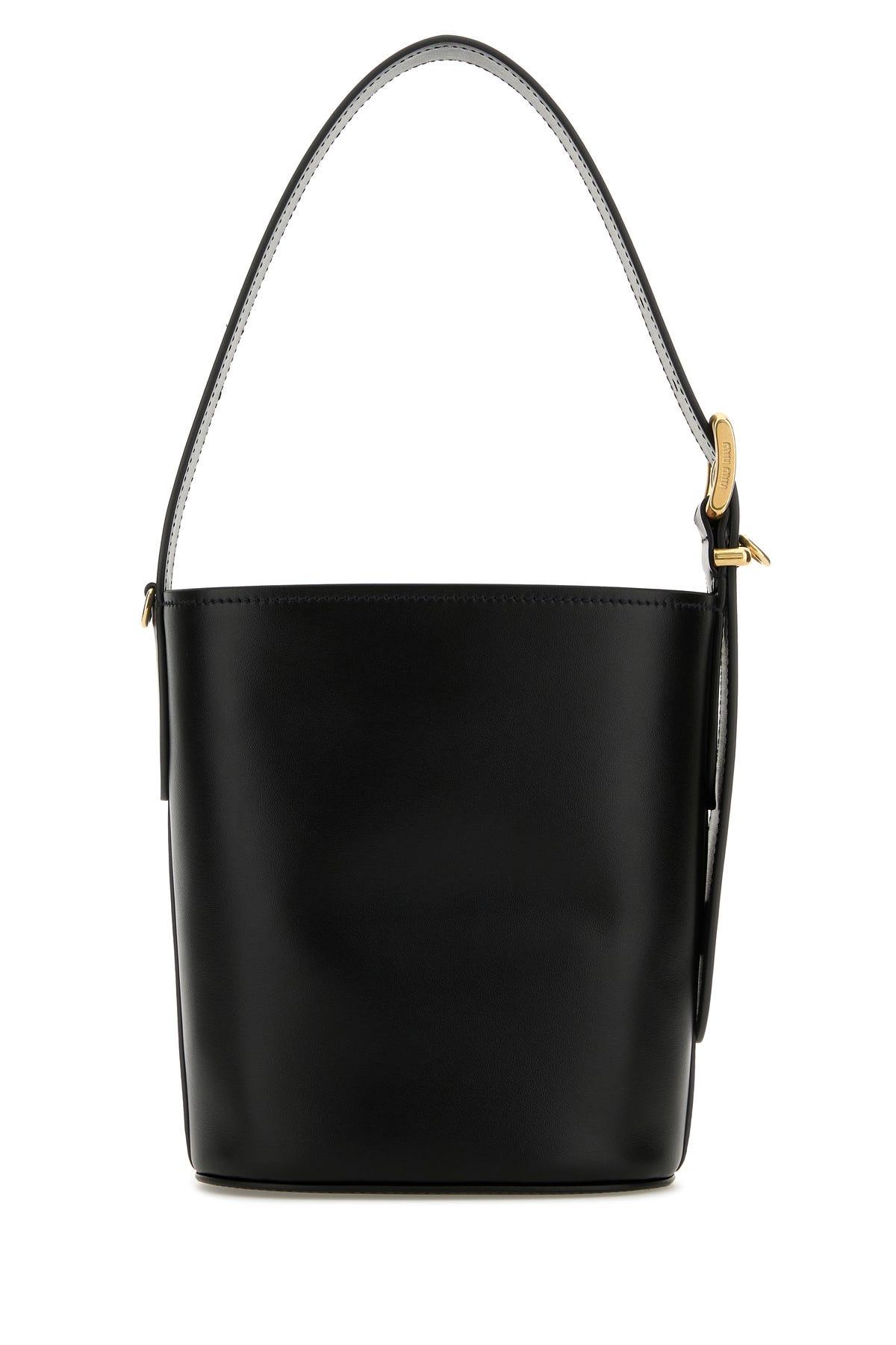 ショルダーバッグ・ポシェット MIU MIU LEATHER BUCKET BAG Logo leather bucket bag in black - Miu Miu | Mytheresa