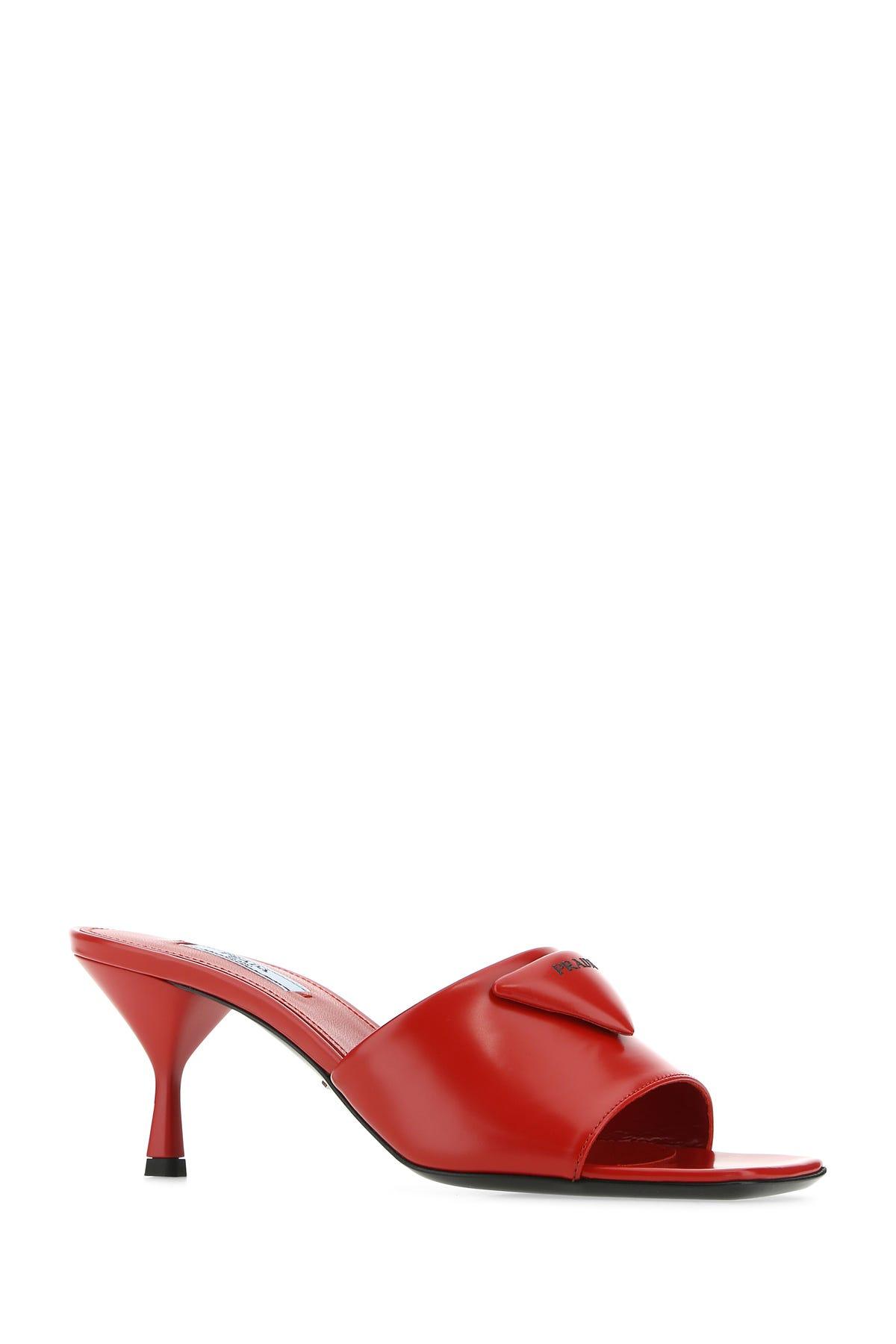 Prada Tiziano Red Leather Pumps Womens Shoes Heels Pump shoes 