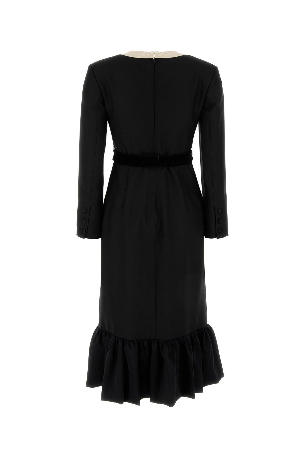 ワンピース VALENTINO GARAVANI Black Wool Blend Dress Valentino Garavani Wool Blend Dress in Black | Lyst