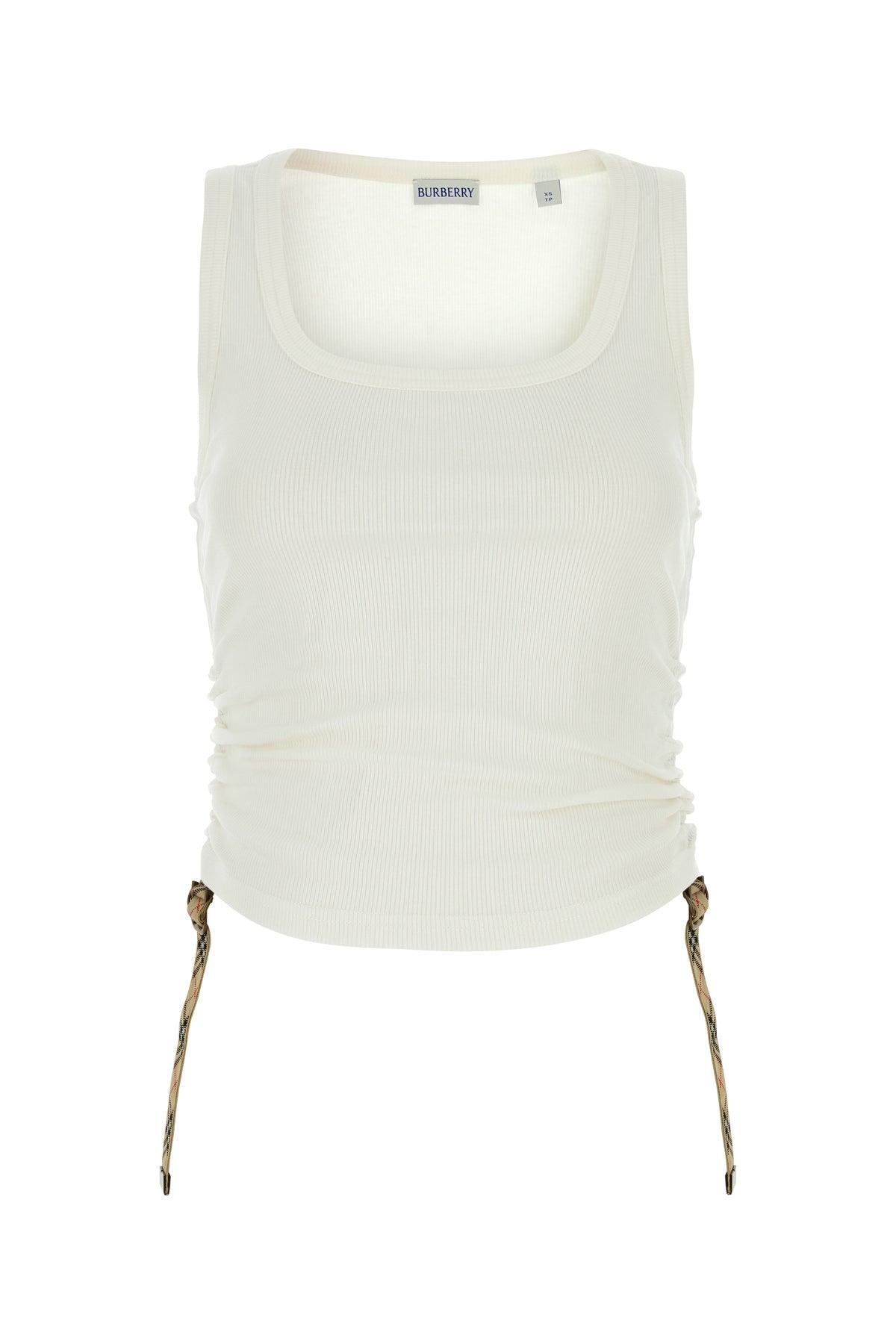 Tシャツ・カットソー BURBERRY WHITE STRETCH COTTON TANK TOP Burberry Stretch Cotton Tank Top in White | Lyst