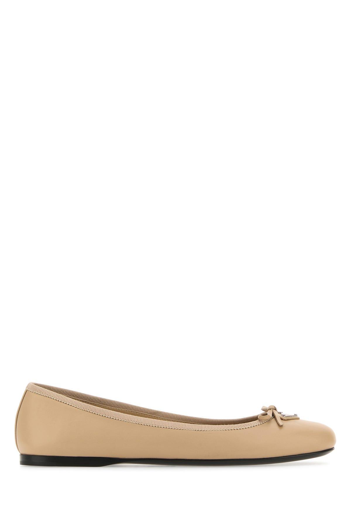 Prada Sand Nappa Leather Ballerinas Lyst