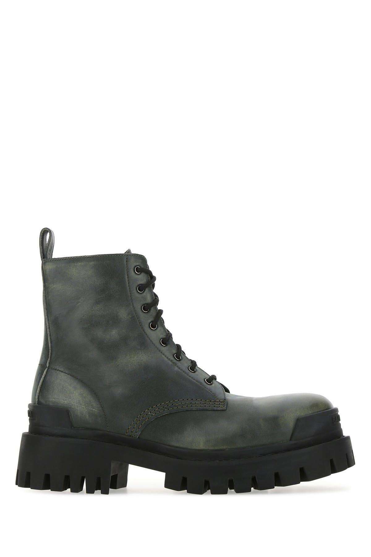 Military Leather Strike Ankle Boots