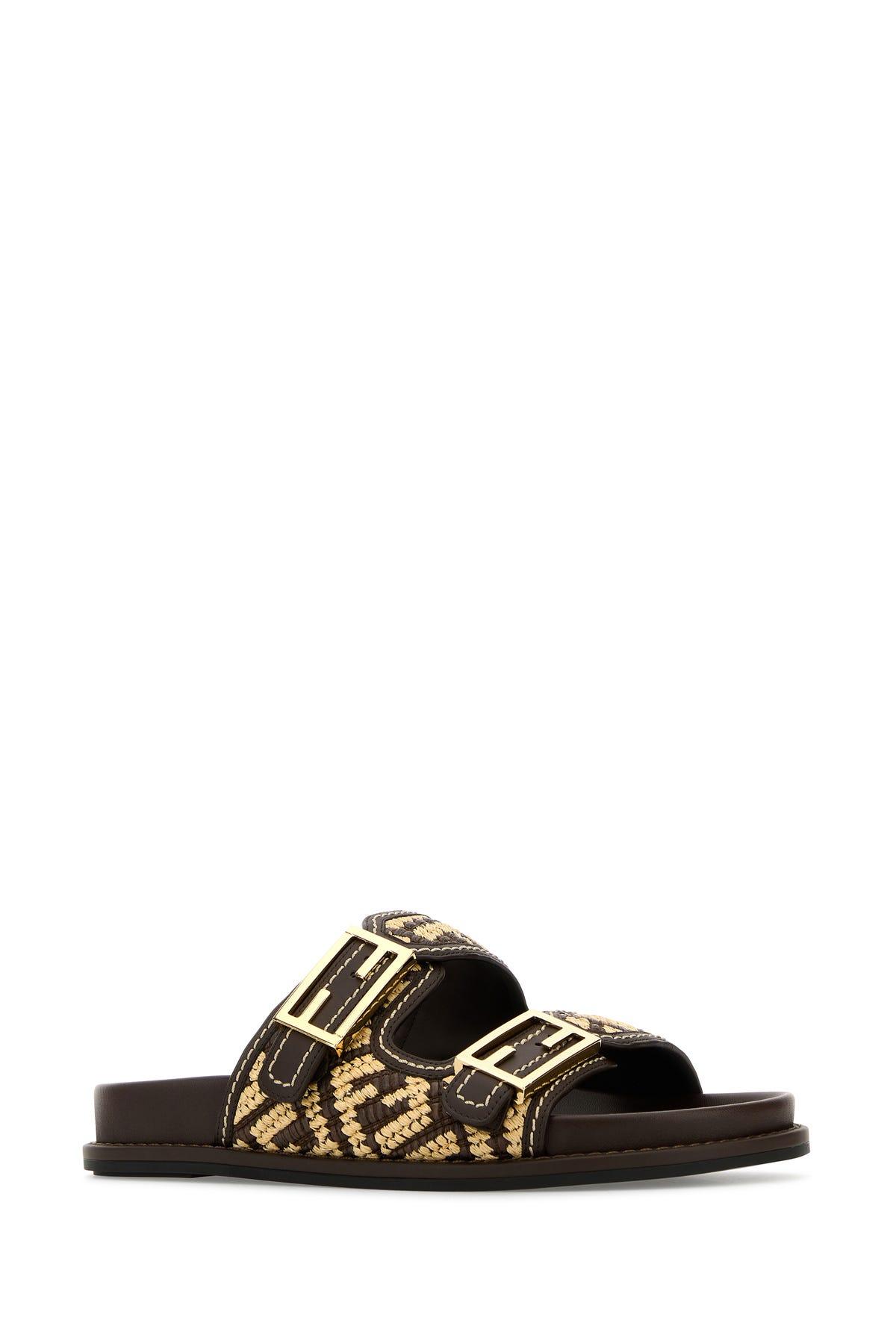 サンダル・ミュール FENDI Black Nappa Leather Fendi Feel Slippers Fendi Feel Leather Black | Fendi