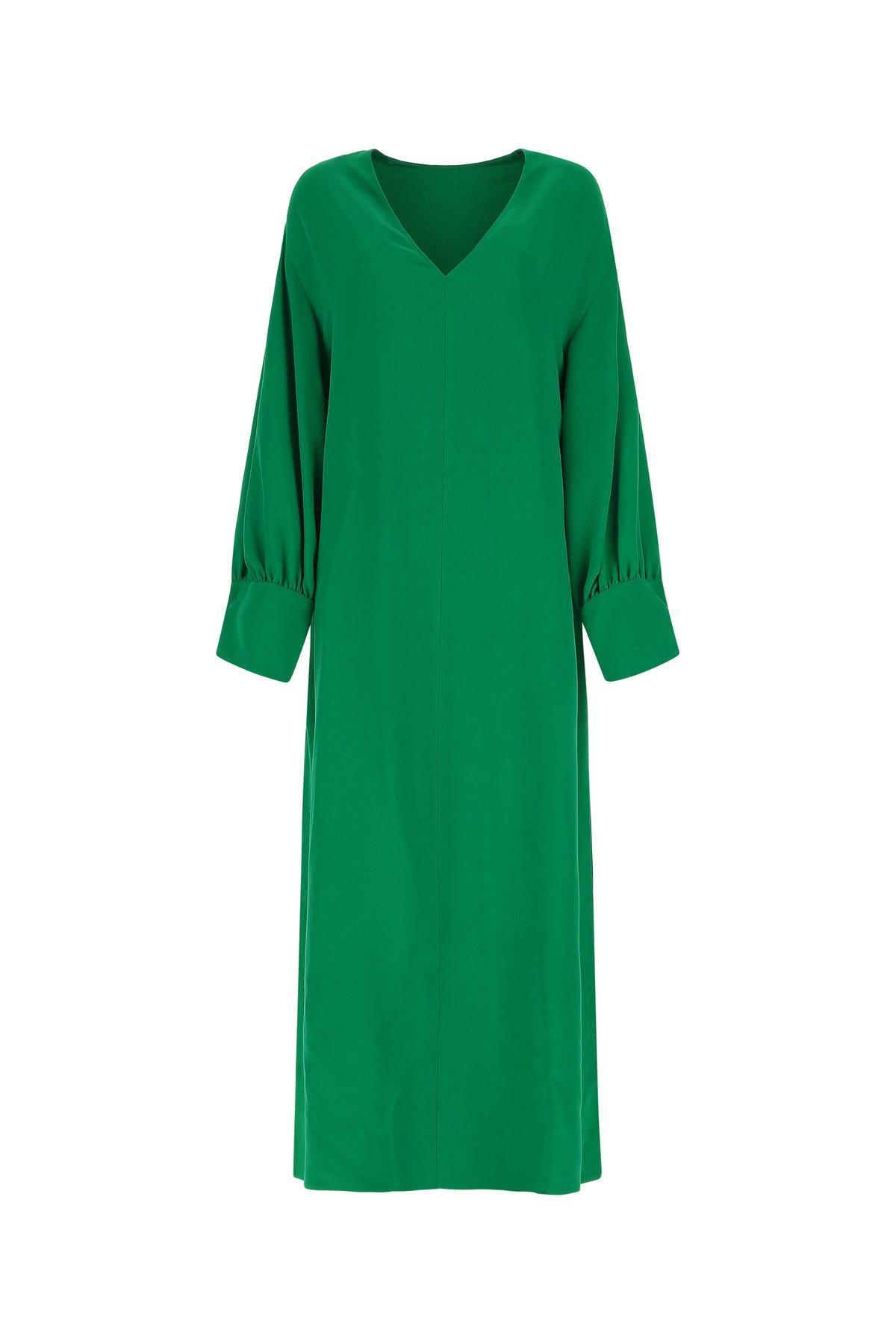 Valentino Grass Green Silk Dress Lyst