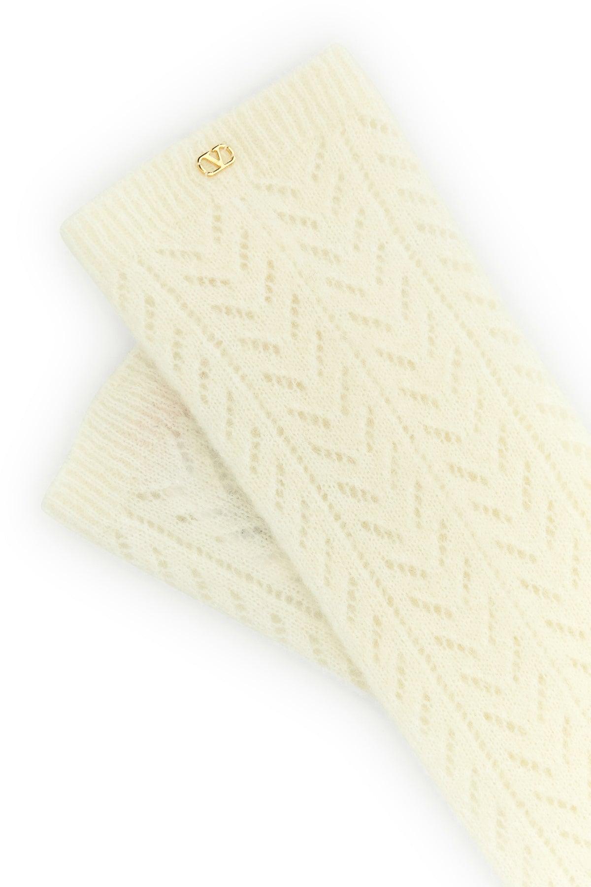 タイツ・ソックス VALENTINO Ivory stretch mohair blend socks Valentino Garavani Ivory Stretch Mohair Blend Socks in White