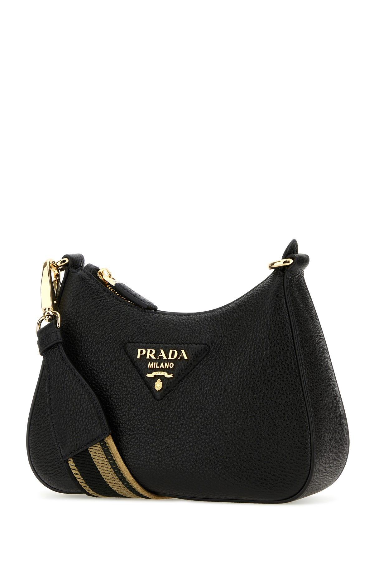 Prada Leather Shoulder Bag in Black | Lyst