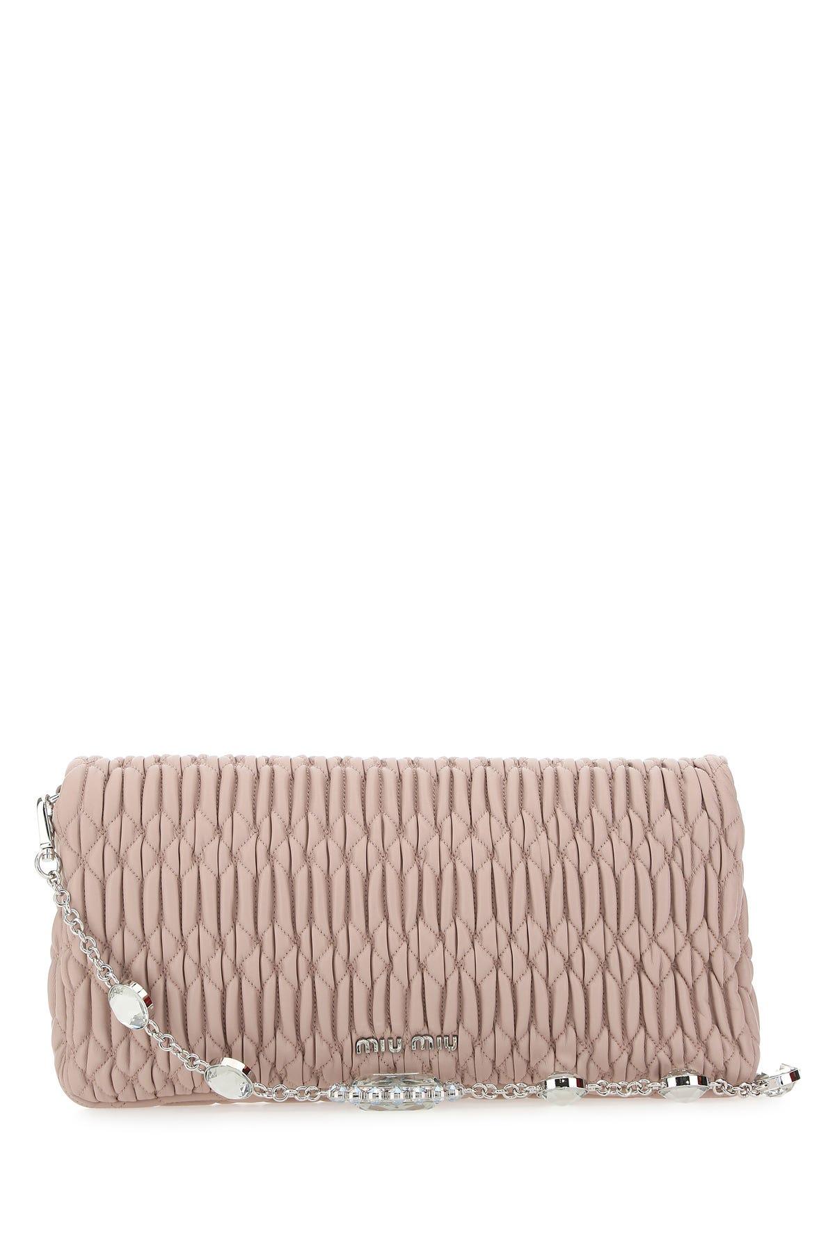 Miu Miu Pastel Nappa Leather Miu Crystal Shoulder Bag in Pink | Lyst