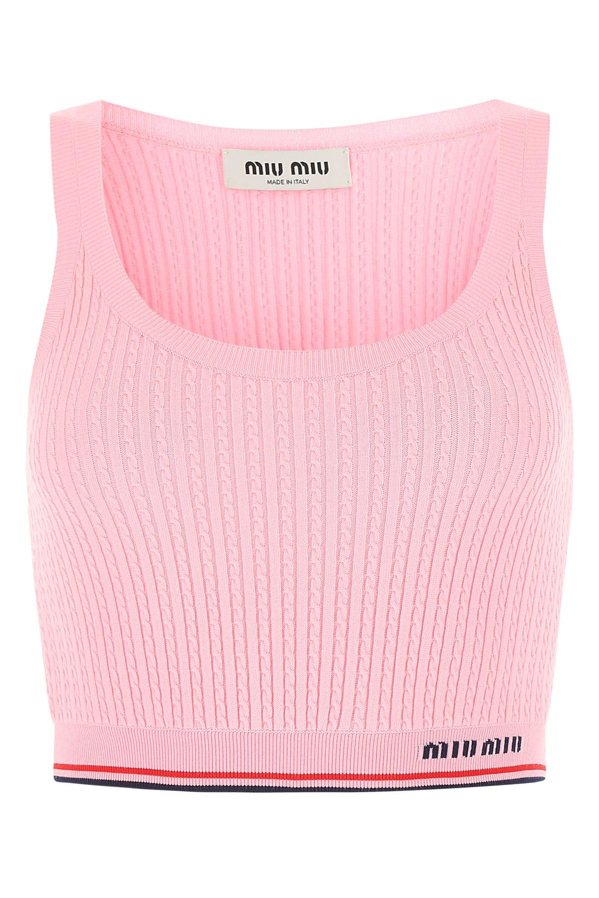 Miu Miu Seamless Ribbed Cotton Boxers in Pink