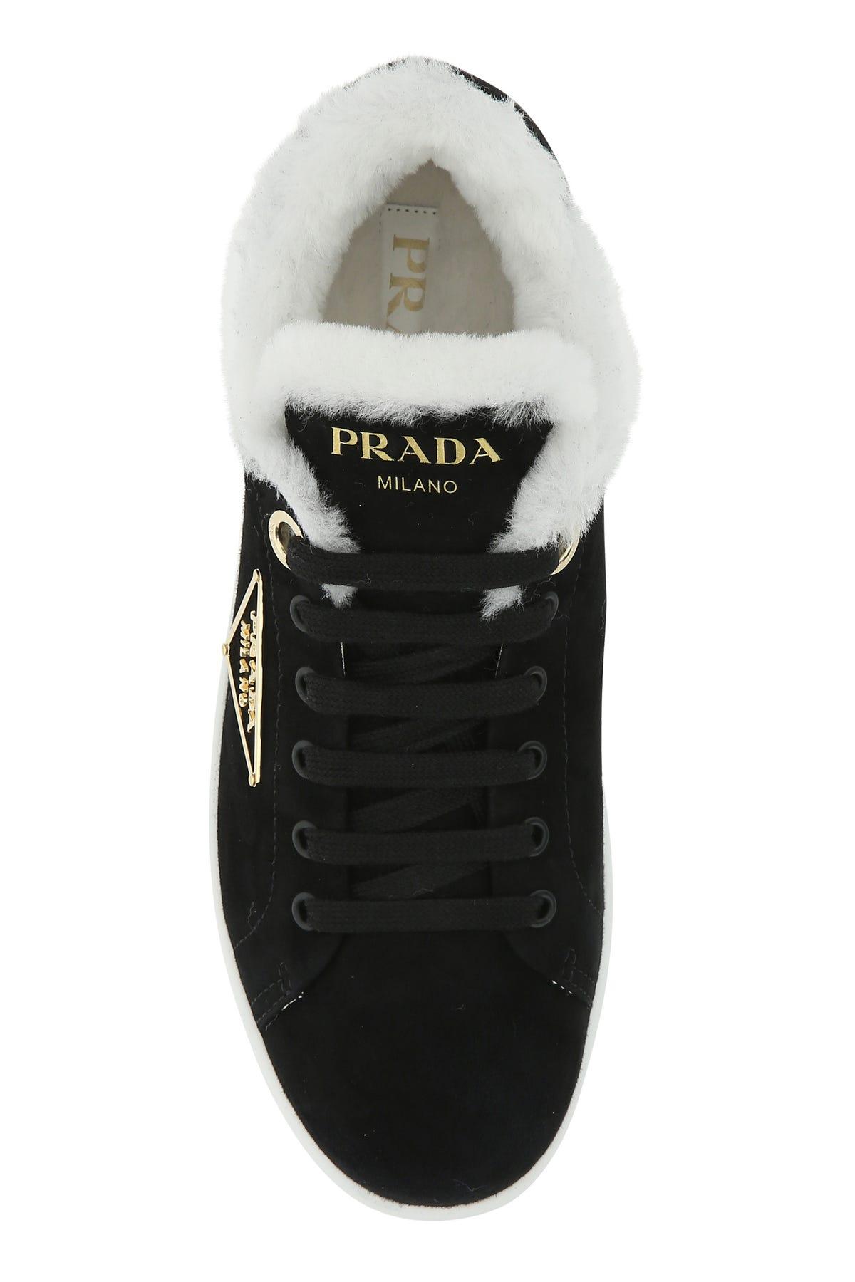 Prada Suede Sneakers in Black | Lyst