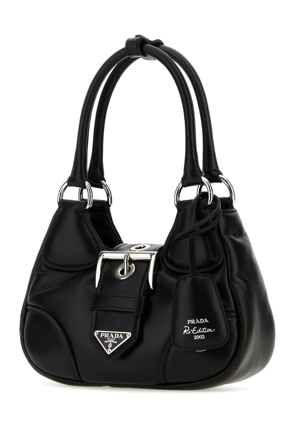 Black Prada Moon Re-nylon And Leather Bag