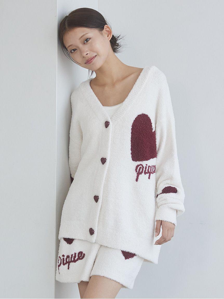 gelato pique Heart Jacquard Cardigan in White | Lyst