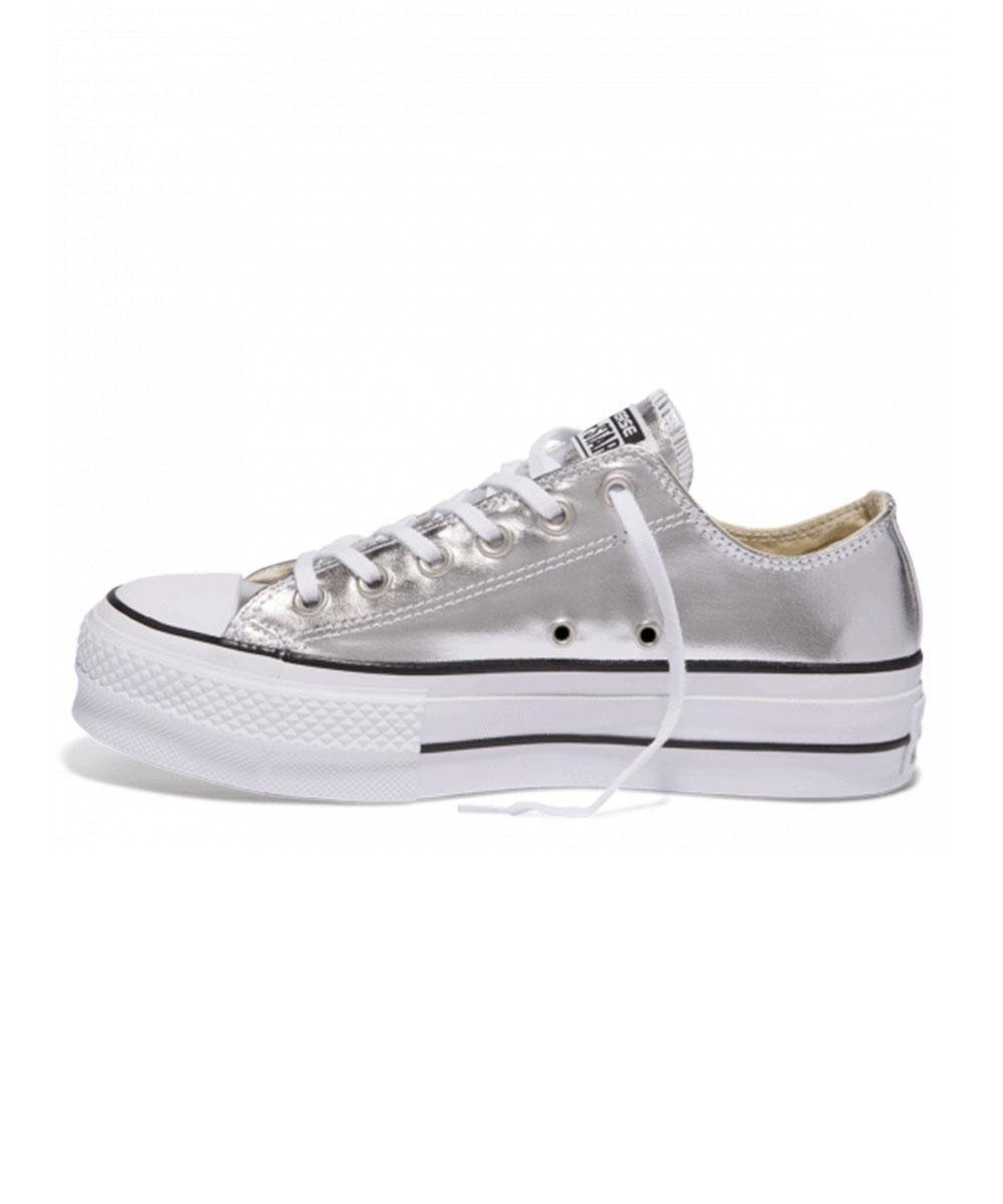 converse platform metallic silver