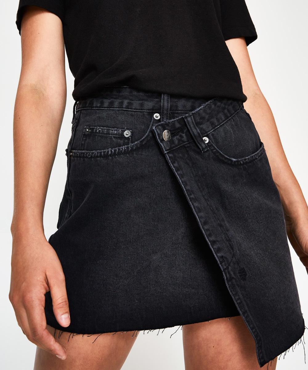 Ksubi Rap Denim Mini Skirt Oil Black 