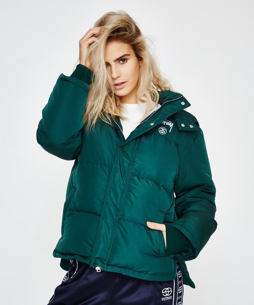 stussy green puffer jacket CEGICAP