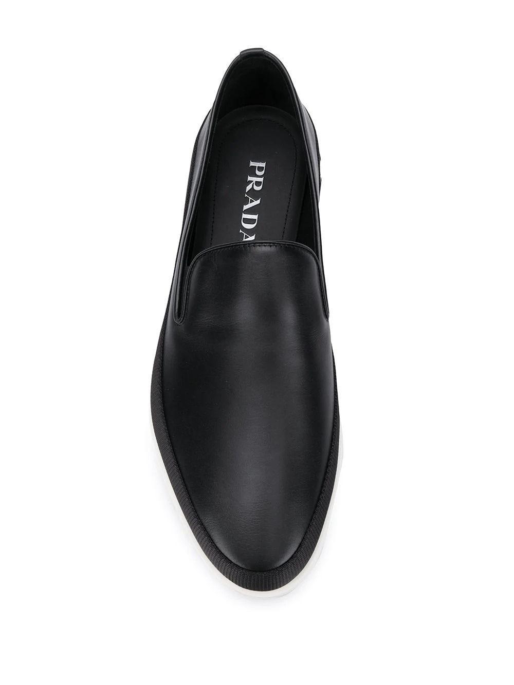 Prada Saint Tropez Leather Slip-on Sneakers in Black for Men | Lyst