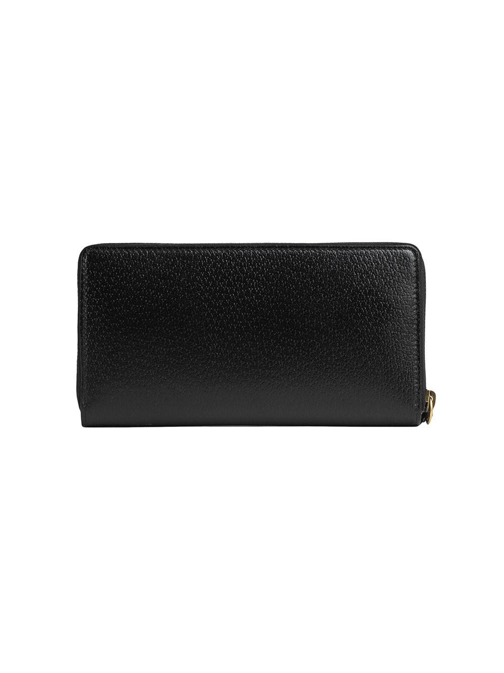 animalier leather zip around wallet