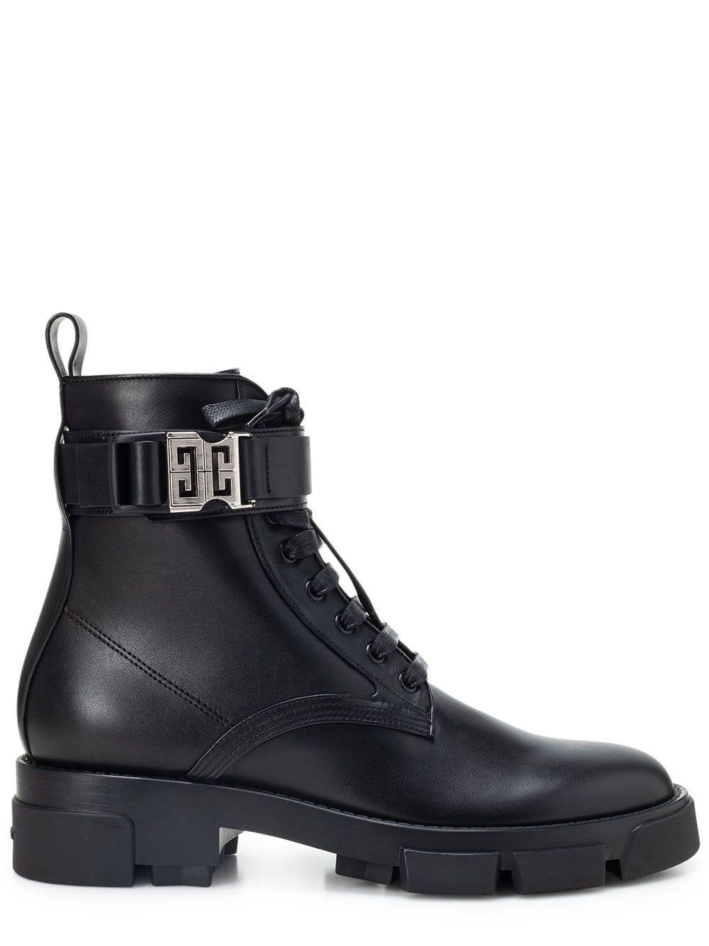 Givenchy Terra Leather Ankle Boots With Buckle 4g in Black | Lyst