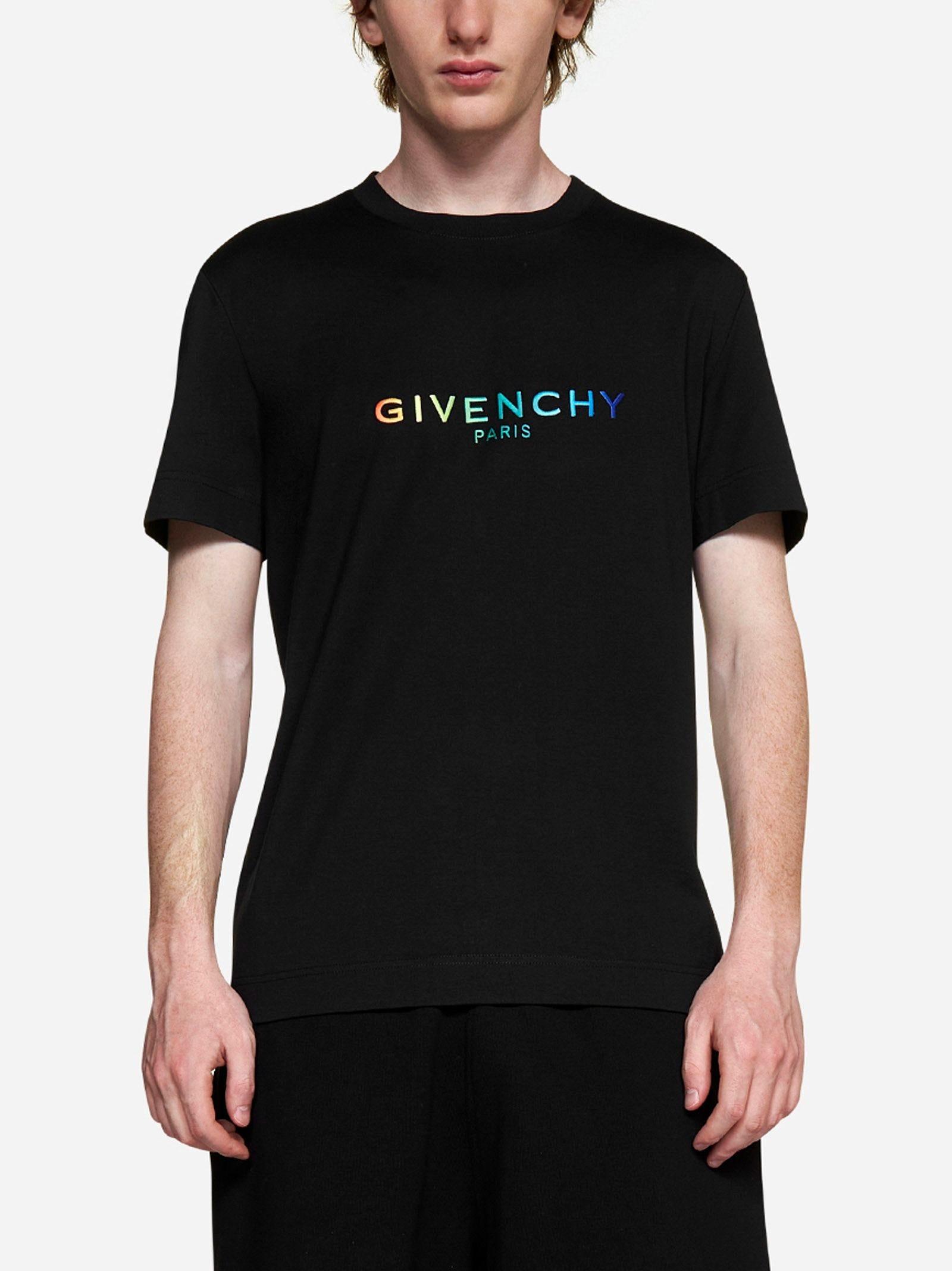 Givenchy Multicolored Lettering Logo Print Black T-shirt for Men | Lyst