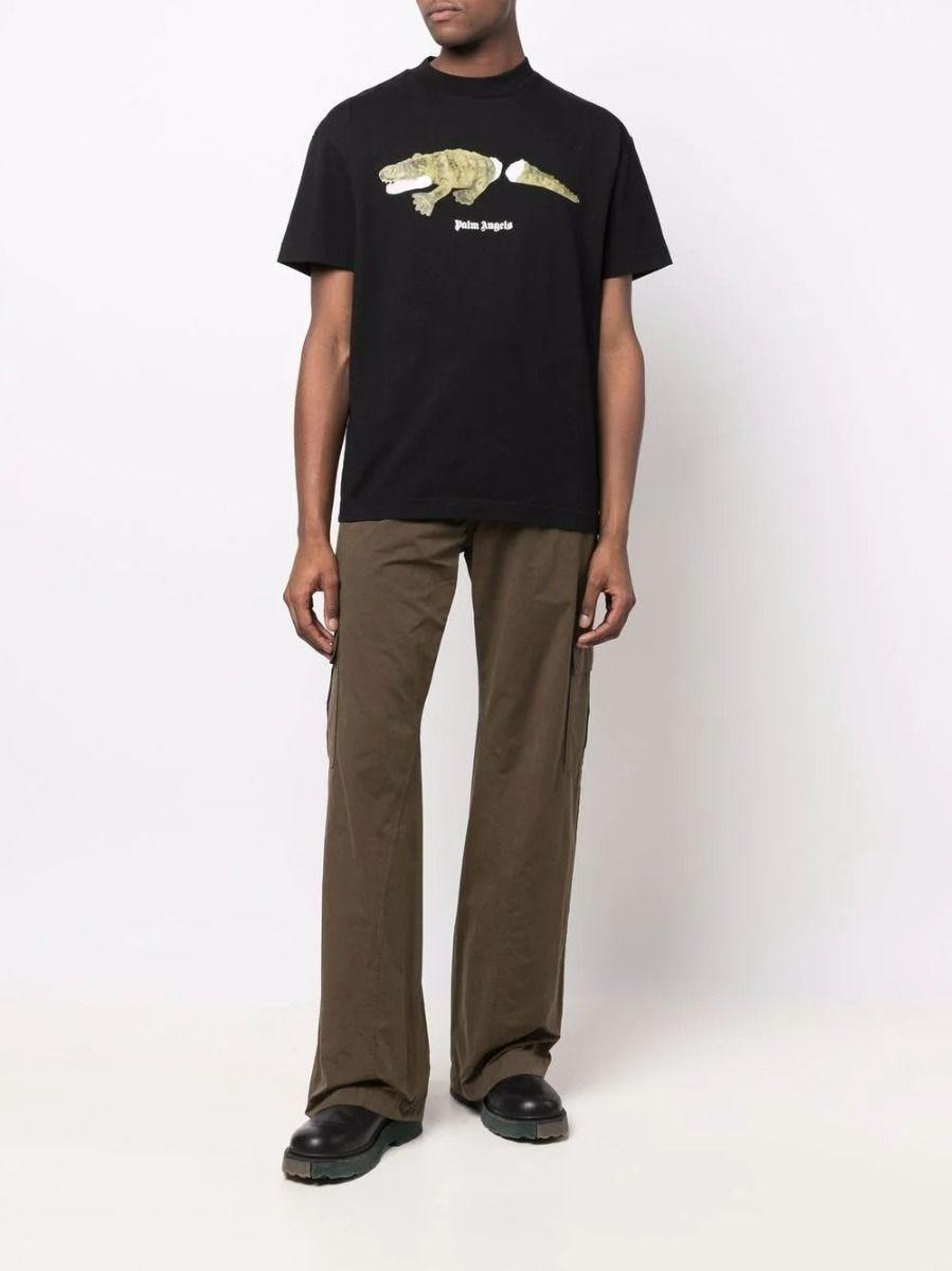 Palm Angels Crocodile Print Black T 