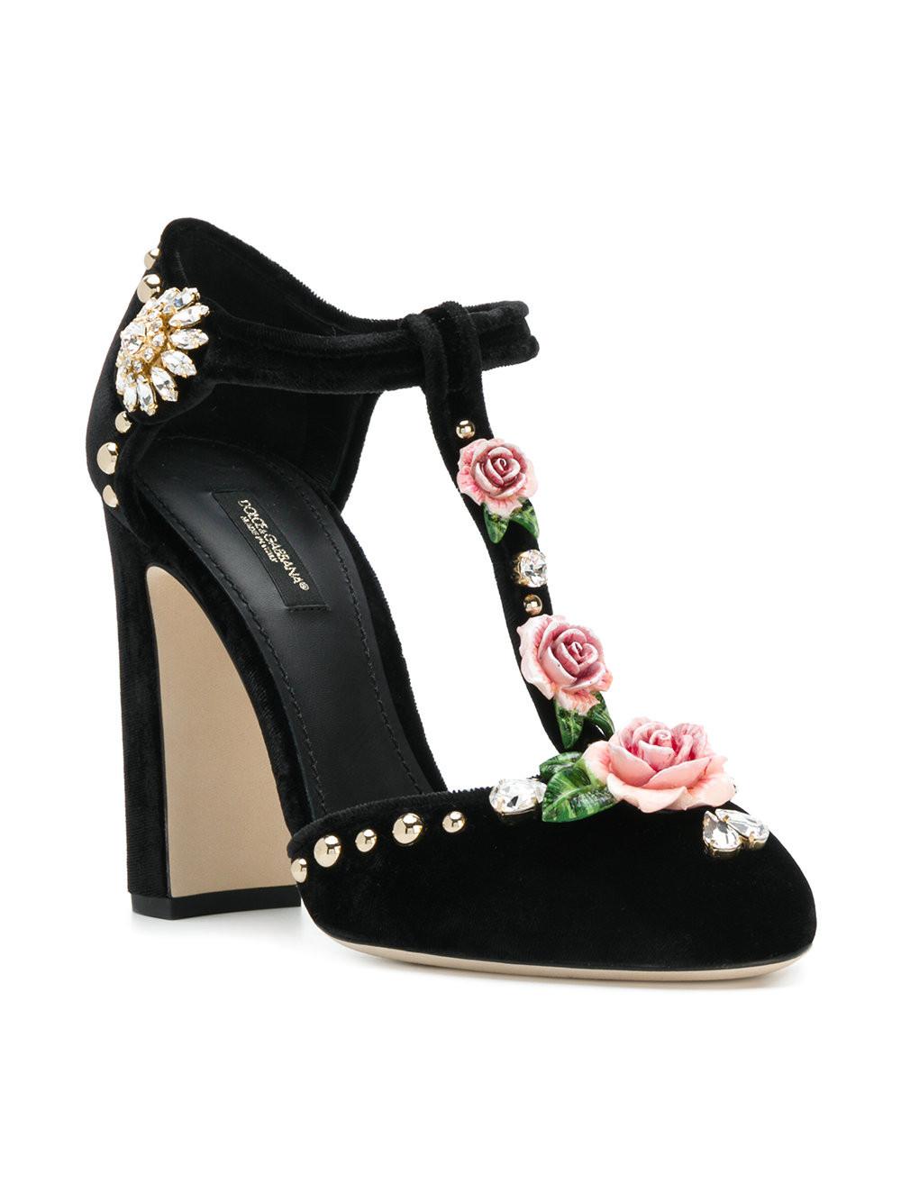 Dolce & Gabbana Rose Mary Jane Sandals in Black - Lyst