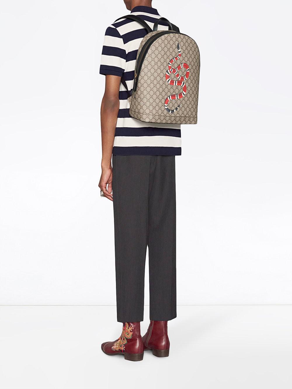 Gucci Canvas Kingsnake Print Gg Supreme Backpack Lyst