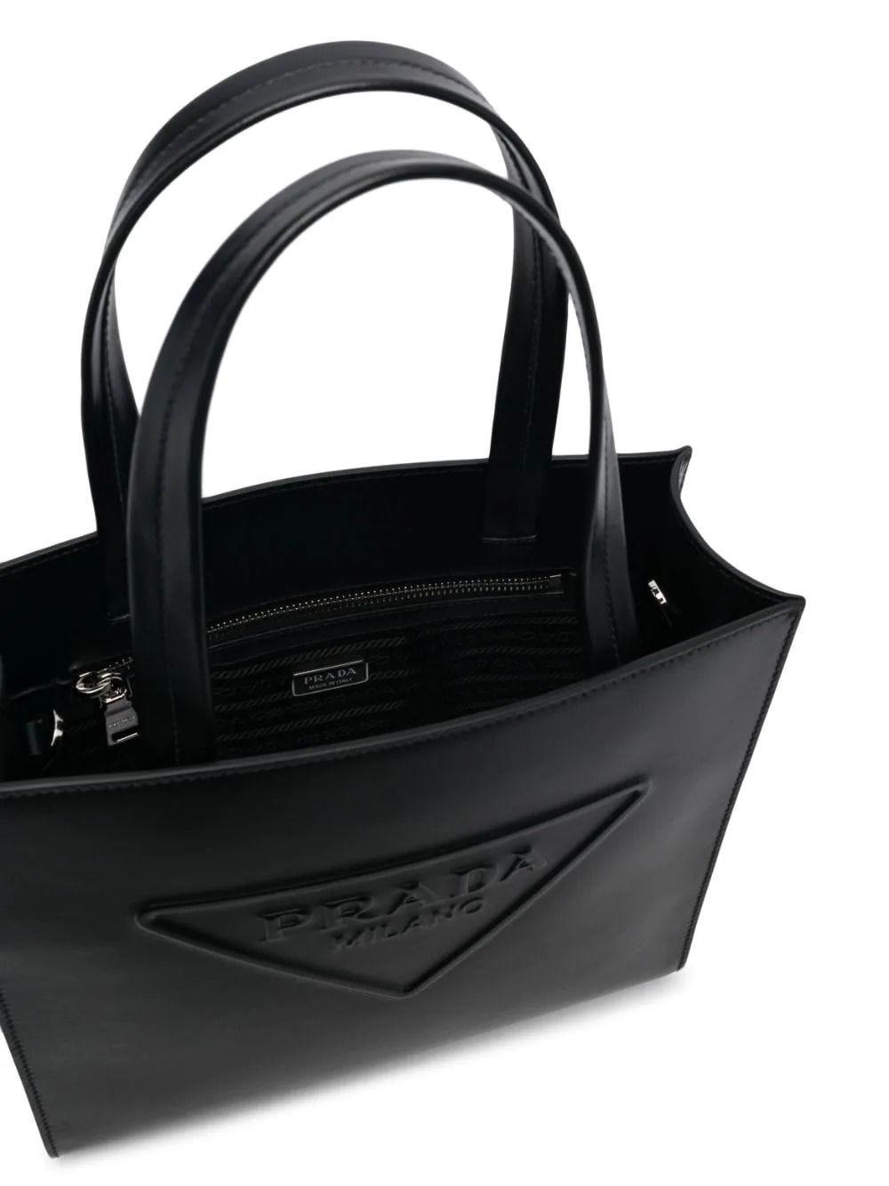 Prada Black Embossed-logo Tote Bag for Men | Lyst