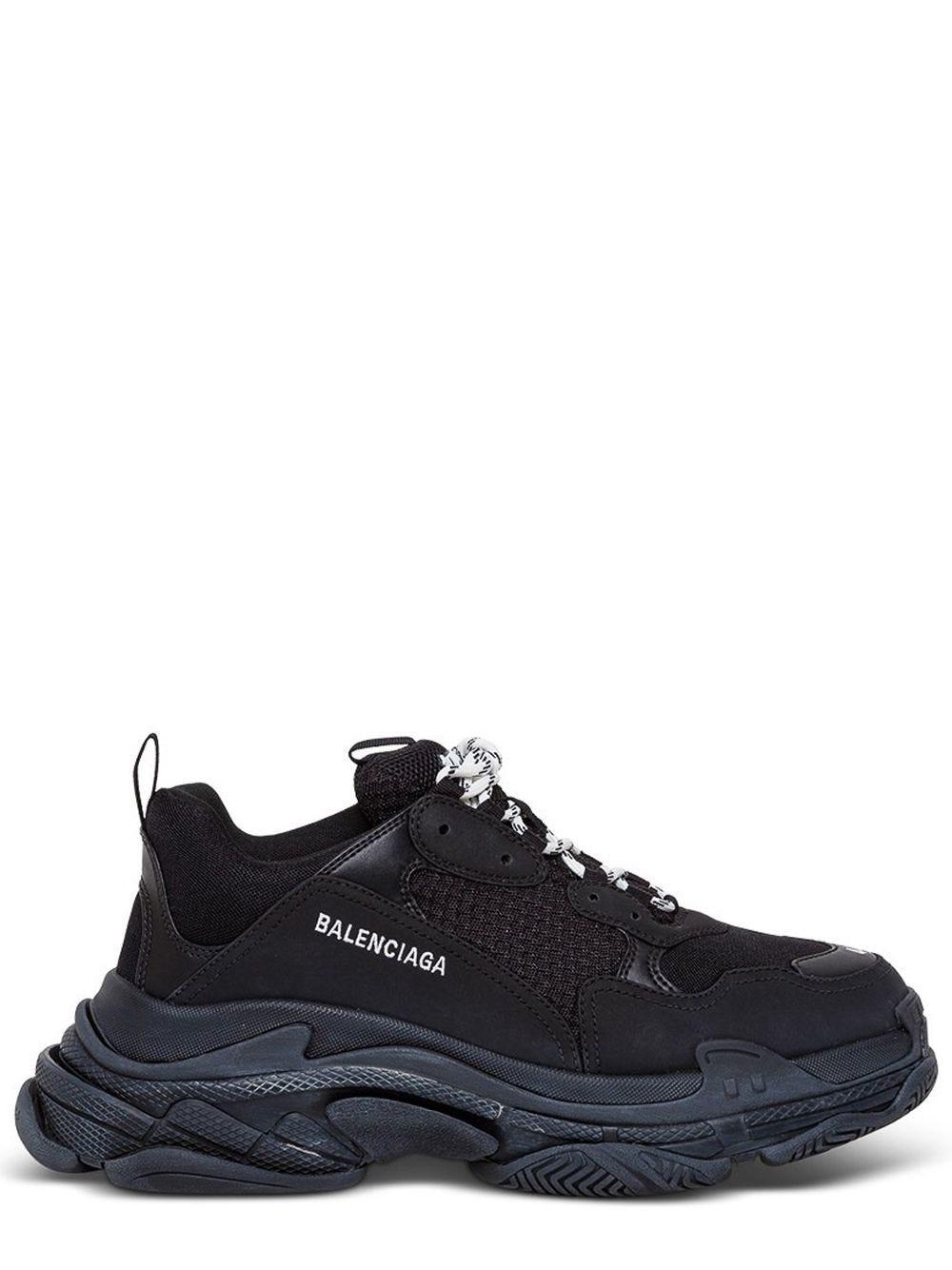 black triple s leather sneakers