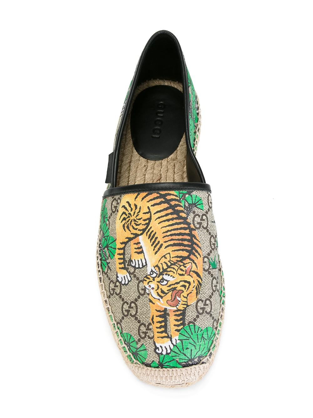 Gucci Leather Tiger Espadrilles - Lyst