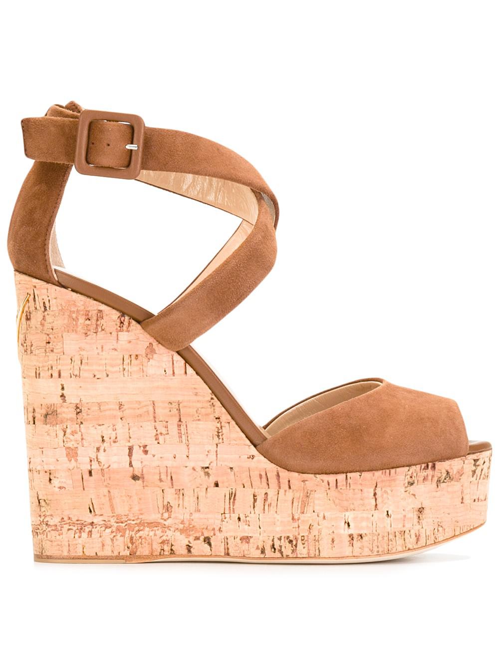 Giuseppe Zanotti | Green Chain-embellished Camouflage-print Canvas Wedge Sandals | Lyst 