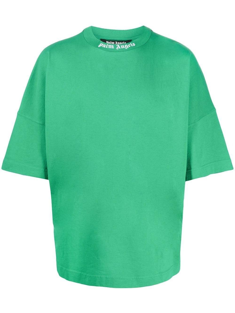 Palm Angels Rear Logo Print T-shirt in Green for Men