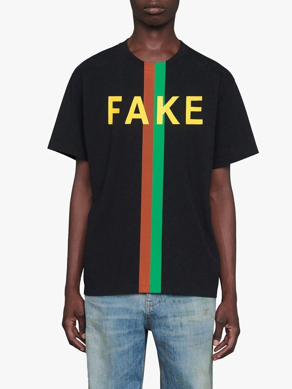 Gucci Cotton 'fake/not' Print Oversize T-shirt in Black for Men | Lyst