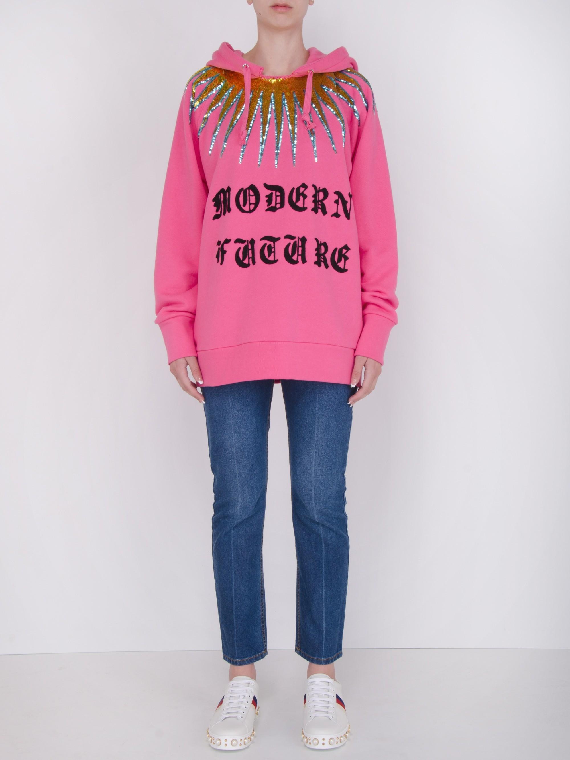Gucci Modern Future Cotton Sweatshirt in Pink | Lyst