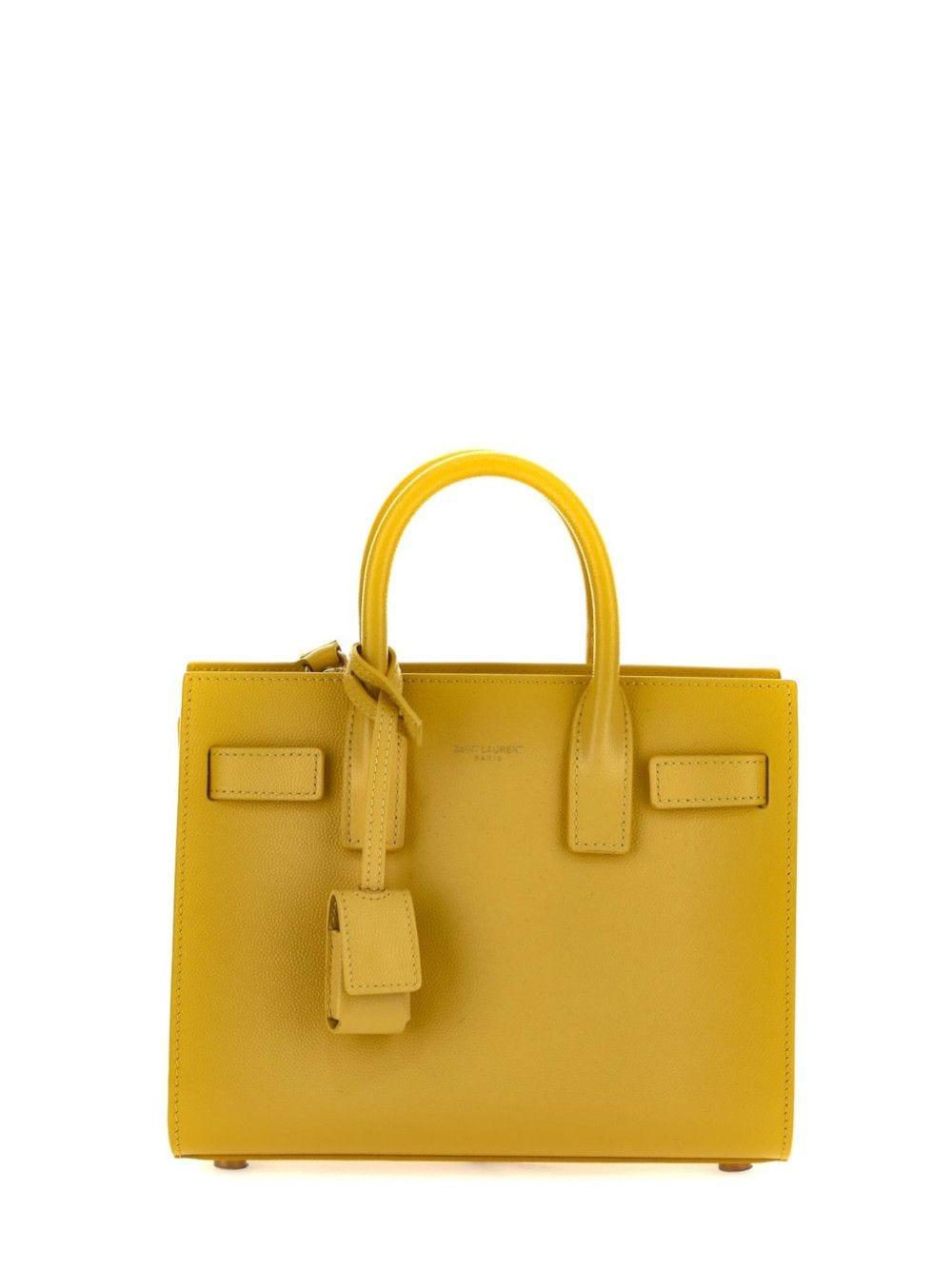 Saint Laurent Yellow Sac De Jour Nano Bag In Grained Leather