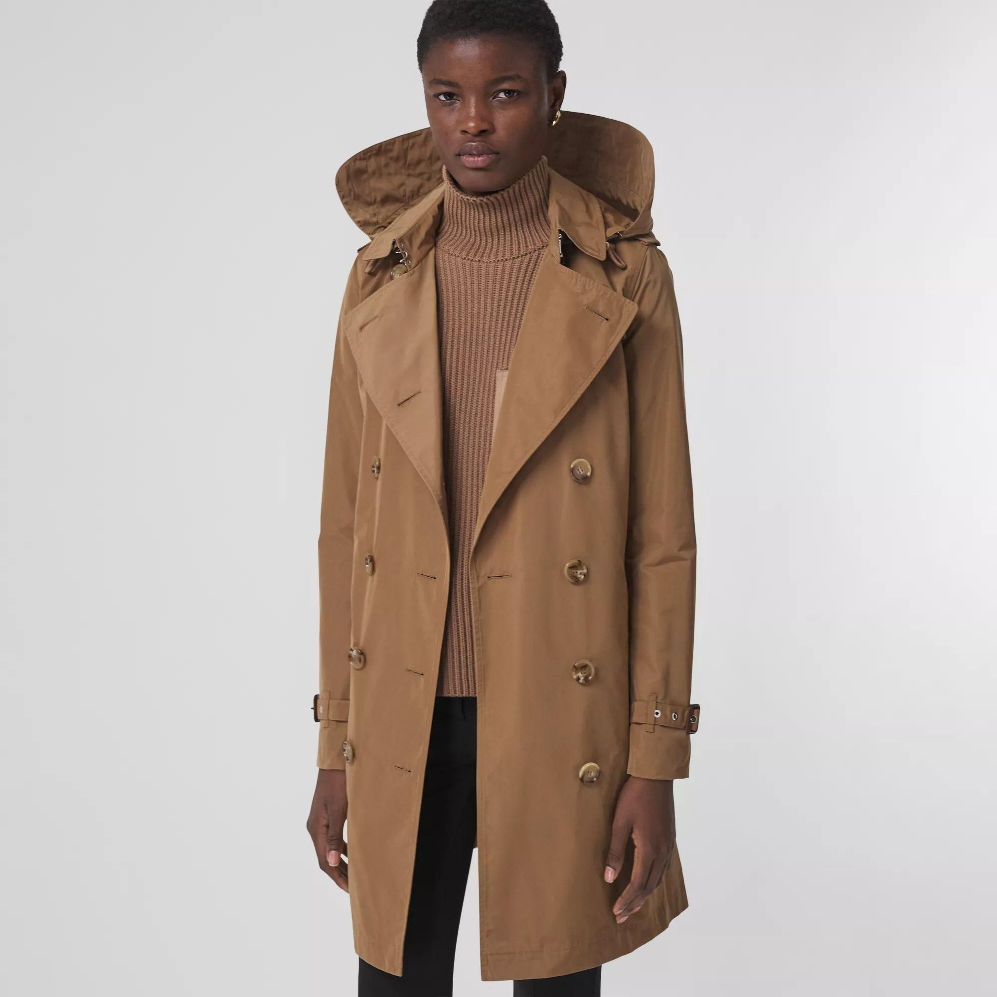 forene tom repræsentant Burberry Kensington Trench Coat In Taffeta With Detachable Hood in Brown |  Lyst