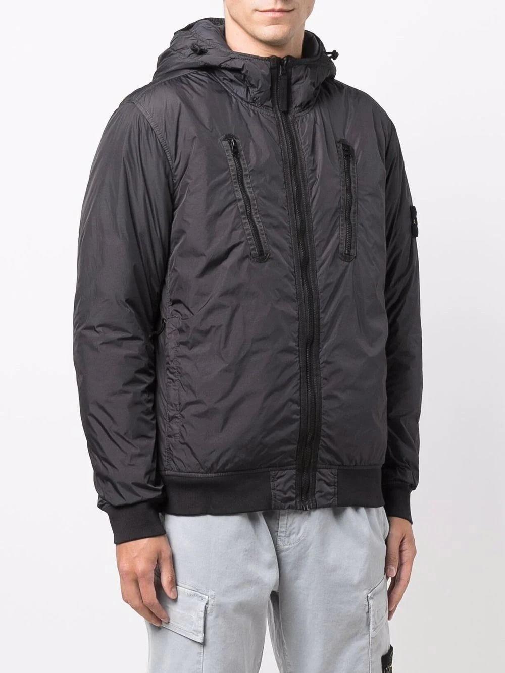 Stone Island Zip-up Hooded Bomber Jacket in Grey (Gray) for Men | Lyst