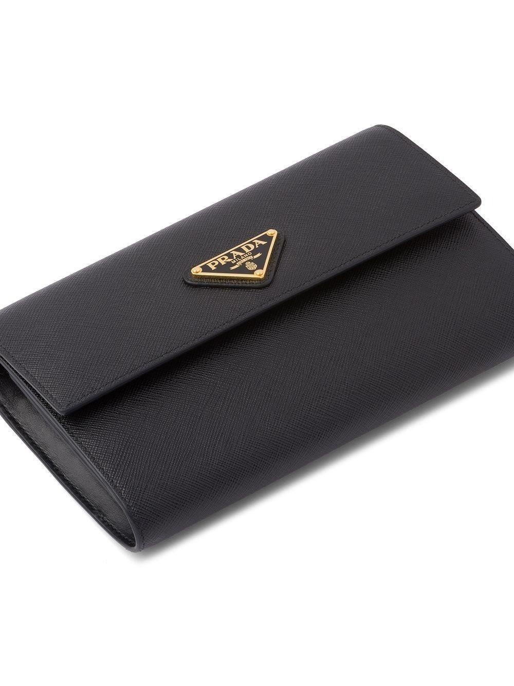 Prada Saffiano Leather Wallet With Shoulder Strap in Black | Lyst