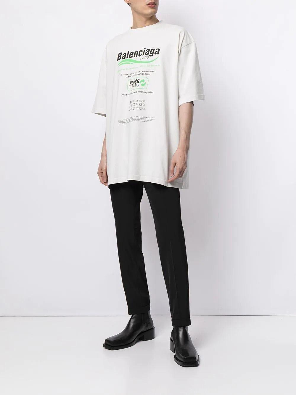 Balenciaga Recycle-print Jersey T-shirt in White for Men | Lyst