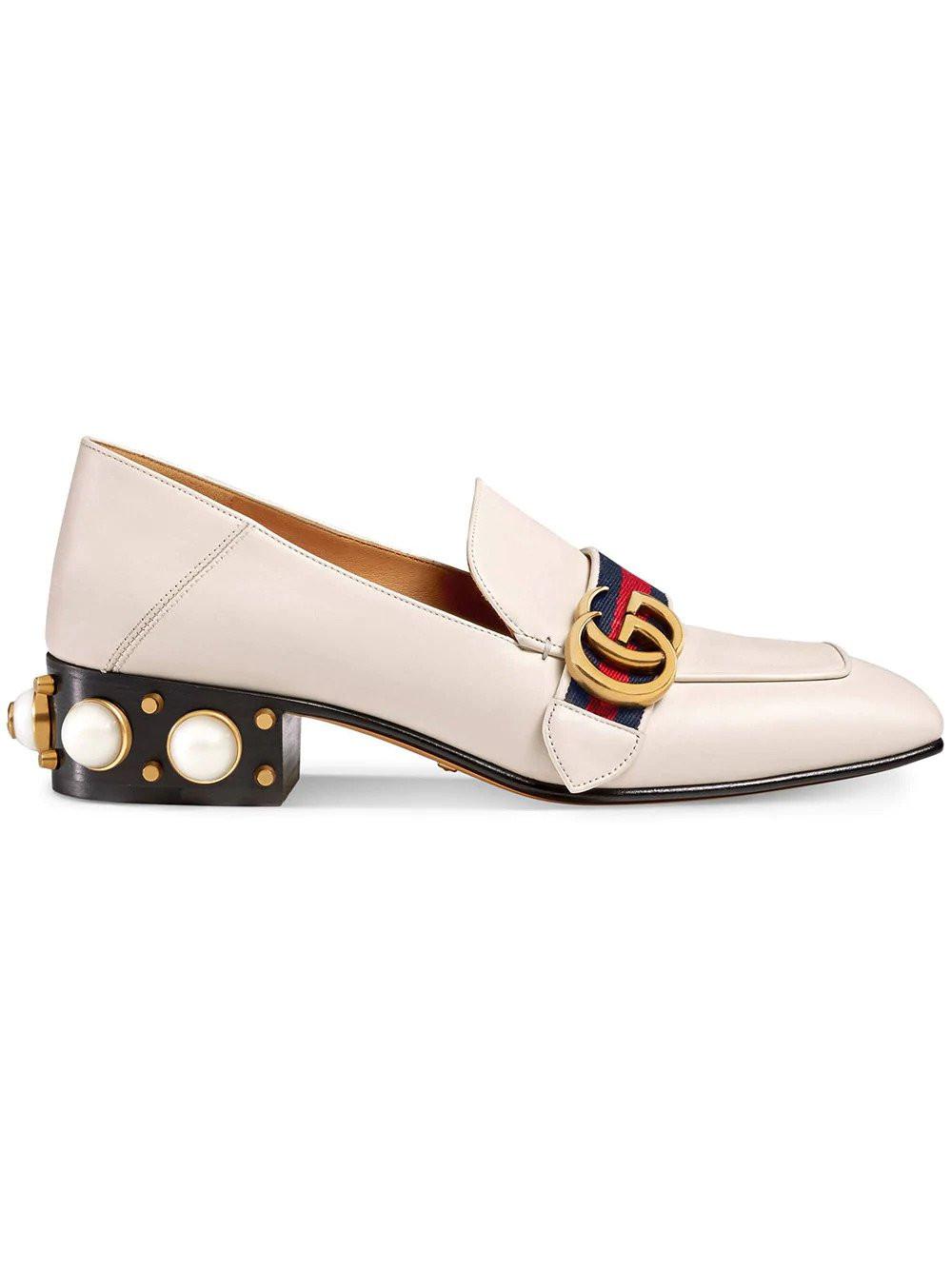 Gucci Mid-heel Leather Loafer - Save 27% | Lyst